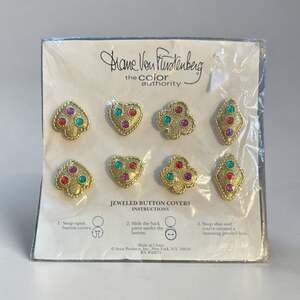 Diane von Furstenberg Vintage Jeweled Button Covers - Set of 8